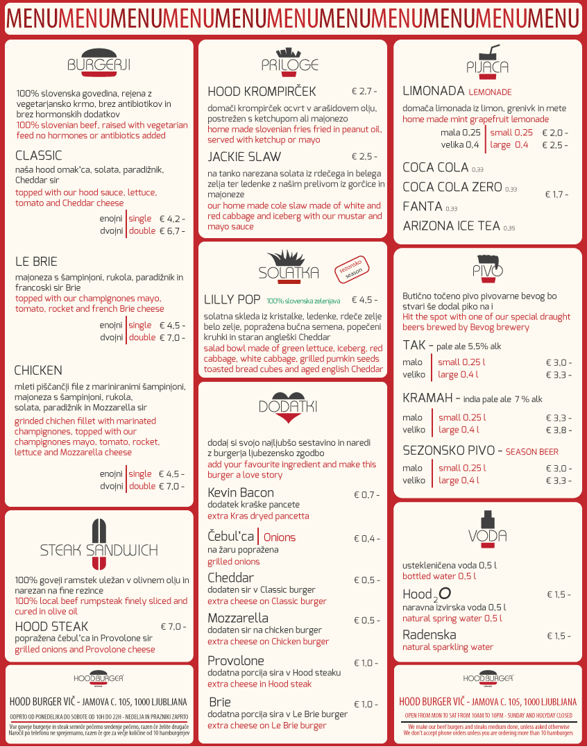 Hood Burger cenik